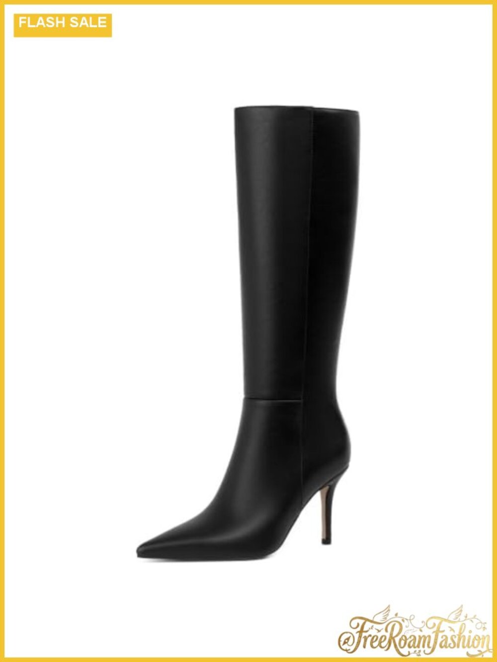 Womens Knee High Boots Stiletto Heel Pointed Toe Tall Long Boots Faux Leather